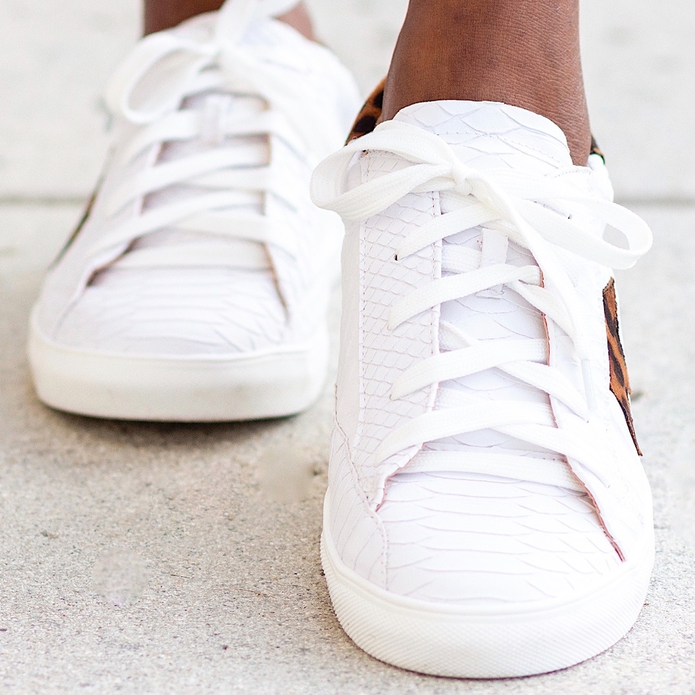 Mata Shoes White Sneakers with Leopard Detail - Picture 2 of 12
